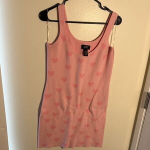 Pink Heart Patterned Mini Dress